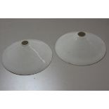 A pair of 19thc opaque white glass tapered lampshades (d.25cm) (2)