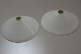 A pair of 19thc opaque white glass tapered lampshades (d.25cm) (2)