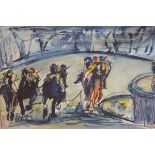 John McNamara, Racehorses on the Chase, watercolour, signed, unframed (74cm x 49cm)