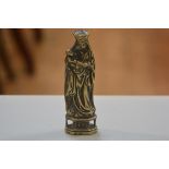 A 19thc cast brass figure of a Madonna and Child (h. 16cm x l. 5cm)