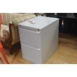 A Bisley two drawer grey anodised metal filing cabinet complete with key (h. 71cm x l. 47cm x d.