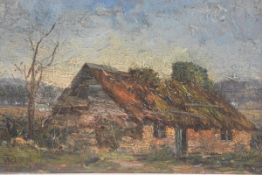 W.D. (for William Dalgleish (1857-1909?)), Rural Scene with Cottage, oil on panel, signed with