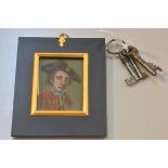 A portrait miniature on paper, Figure with Tricorn hat by Susan Hepworth, in Regency style gilt