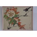 A Chinese Republic painting on silk, Bulbul on a Maple Tree, signed with seal and script, in