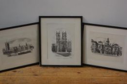 After Judges, a set of three lithographic prints depicting views of London including Westminster