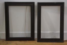 Two Dutch style faux tortoiseshell and ebony rectangular frames (aperture 46cm x 26cm and 45cm x