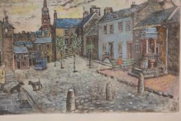 Johnstone, The Little Causeway, Forfar, engraving, highlighted with colour, signed in pencil, 2/