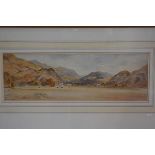 A Balfour, Farmsteads in a Valley, watercolour, signed (16cm x 49cm)