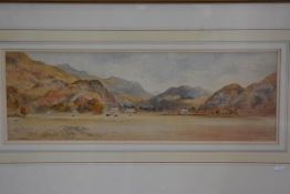 A Balfour, Farmsteads in a Valley, watercolour, signed (16cm x 49cm)