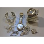 A gentleman's Accurist stainless steel quartz wristwatch on metal bracelet, three various