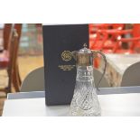 A Bank of Scotland Centenary presentation crystal Epns mounted claret jug, complete with original