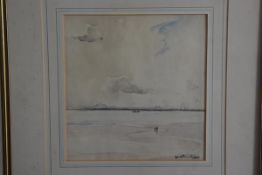 James McBey (1883-1959), View looking towards Edinburgh from the Fife Coast, pen and ink highlighted