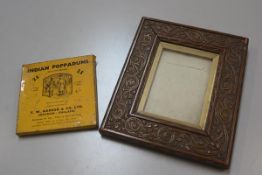 An Indian Poppadums Belattee brand Produce of India tin (14cm x 14cm) and an Edwardian composition