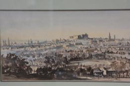 Alan Sutherland, Edinburgh from the Braids, watercolour, signed (21cm x 39cm)