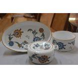 A Royal Worcester flameproof porcelain oval serving dish, souffle dish and two handled tureen,