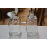 A pair of 18thc clear glass gin bottles complete with original stoppers (h.30cm)