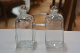A pair of 18thc clear glass gin bottles complete with original stoppers (h.30cm)