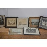 A box containing a quantity of framed prints and photographs, a vintage set of fairy lights; and a
