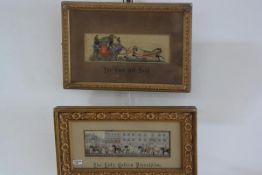 Two 19th century stevenographs, "The Lady Godiva Procession" and "The Good Old Days", each mounted