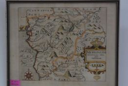 William Camden (1551-1623), a hand-coloured engraved map, "Merionith, Comitatus Olim. pars