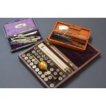 A mahogany cased set of dissecting tools, c. 1900; a Hydrometer in a mahogany case, maker's label P.
