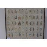 A framed set of Player's cigarette cards, Characters from Dickens, c. 1920, fifty framed as one.
