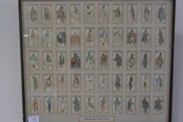 A framed set of Player's cigarette cards, Characters from Dickens, c. 1920, fifty framed as one.