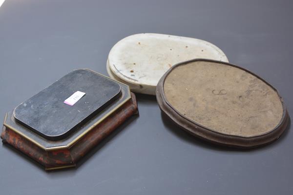 Three 19th century clock stands, one tortoiseshell veneered. (3) First 6cm by 25cm