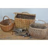 A wicker hamper and two oval wicker baskets (3) First 34cm by 50cm