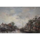 •Theodorus (Dorus) Van Oorschot (Dutch 1910-1989), Dutch Canal Scene, signed lower right, oil on