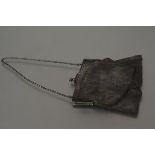 A large George V silver mesh evening purse, Birmingham 1922, of characteristic form, kid-lined, with