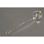 A George III silver soup ladle, Peter and Ann Bateman, London 1795, Old English pattern, engraved