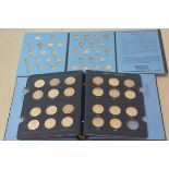 Two Whitman folders of U.S. 90% silver coins, fifty Roosevelt dimes and thirty-five Franklin 1/2