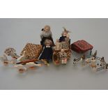 A group of six Continental miniature porcelain and composition head dolls, c. 1900, various sizes