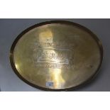 An unusual brass Arts & Crafts tray by Benham & Froud, oval, galleried, engraved to the well with