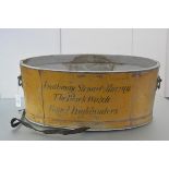 First World War interest: a rare officer's campaign tin bath tub, oval, with iron carrying