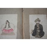 A small folio of ten Indian Mughal style watercolours, late 19th century, by a naive hand, various