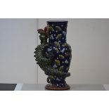 An unusual large majolica "Chinoiserie" baluster vase, late 19th century, of shouldered form,