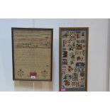 A late 18th/early 19th century needlework sampler, indistinctly signed and dated, worked with