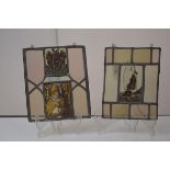 A 17th century stained and leaded glass panel, Low Countries, the upper section painted with a