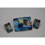 David Anderson, a Norwegian sterling silver and enamel brooch and earrings en suite, in an