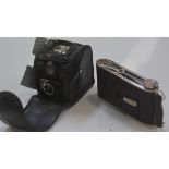 An Ensign Ful-View twin lens reflex camera, 120 film, complete with case; and an Afga folding