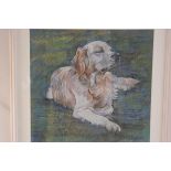 J.E. Low, Golden Retriever, pastel, signed and dated 2009 (42cm x 45cm)