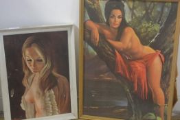 After Nina Degrum, By Candlelight, and a 1960's nude, two vintage prints, framed (2). First 60cm by