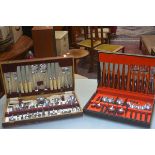 A set of Wepper & Hill stainless steel flatware, boxed and a set of chromium plated flatware (2)