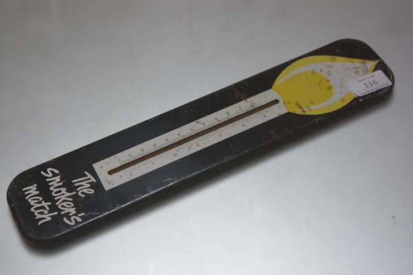 Advertising Interest: The Smoker's Match enamel exterior thermometer (38cm x 8cm)