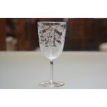 A Victorian fern-etched glass with cypher "EN" and dated 1884. 16.5cm
