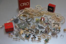 A large collection of Ciro and other paste set enamel jewellery including kingfisher, ant, owl,