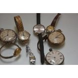 A collection of wristwatches inc. a Westclox pocket watch, 19th century silver open face pocket