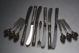 A set of six Norwegian white metal 840 standard pierced handled coffee spoons, makers mark AM, a set